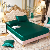 Pisoshare High-Quality Smooth Satin Fitted Bed Sheet Queen Size Soft Skin-Friendly Elastic Band