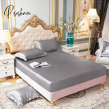 Pisoshare High-Quality Smooth Satin Fitted Bed Sheet Queen Size Soft Skin-Friendly Elastic Band