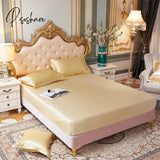 Pisoshare High-Quality Smooth Satin Fitted Bed Sheet Queen Size Soft Skin-Friendly Elastic Band