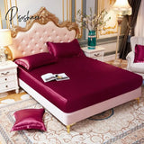 Pisoshare High-Quality Smooth Satin Fitted Bed Sheet Queen Size Soft Skin-Friendly Elastic Band