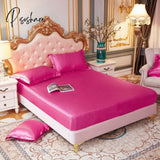 Pisoshare High-Quality Smooth Satin Fitted Bed Sheet Queen Size Soft Skin-Friendly Elastic Band