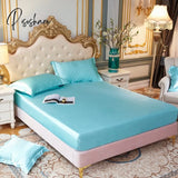 Pisoshare High-Quality Smooth Satin Fitted Bed Sheet Queen Size Soft Skin-Friendly Elastic Band