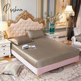 Pisoshare High-Quality Smooth Satin Fitted Bed Sheet Queen Size Soft Skin-Friendly Elastic Band