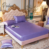 Pisoshare High-Quality Smooth Satin Fitted Bed Sheet Queen Size Soft Skin-Friendly Elastic Band