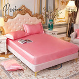 Pisoshare High-Quality Smooth Satin Fitted Bed Sheet Queen Size Soft Skin-Friendly Elastic Band