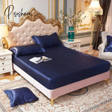 Pisoshare High-Quality Smooth Satin Fitted Bed Sheet Queen Size Soft Skin-Friendly Elastic Band