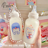 Pisoshare Hot 320Ml Kawaii Strawberry Bear Glass Water Bottle For Girls Kids Adult Milk Juice Straw