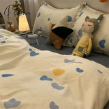 Pisoshare Ins Cartoon Sheep Flowers Bedding Set Duvet Cover Soft Queen King Size Flat Bed Sheet