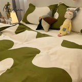 Pisoshare Ins Cartoon Sheep Flowers Bedding Set Duvet Cover Soft Queen King Size Flat Bed Sheet