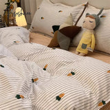 Pisoshare Ins Cartoon Sheep Flowers Bedding Set Duvet Cover Soft Queen King Size Flat Bed Sheet