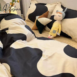 Pisoshare Ins Cartoon Sheep Flowers Bedding Set Duvet Cover Soft Queen King Size Flat Bed Sheet