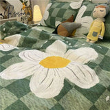 Pisoshare Ins Cartoon Sheep Flowers Bedding Set Duvet Cover Soft Queen King Size Flat Bed Sheet