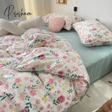 Pisoshare Ins Girls Cherry Bedding Set Soft Washed Cotton Bed Sheet Queen King Size Simple Quilt