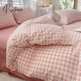 Pisoshare Ins Korean Style Four Pieces Red Cherry Quilt Cover Girls Women Autumn Winter Single Twin