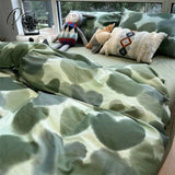 Pisoshare Ins Korean Style Four Pieces Red Cherry Quilt Cover Girls Women Autumn Winter Single Twin