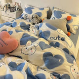 Pisoshare Ins Korean Style Four Pieces Red Cherry Quilt Cover Girls Women Autumn Winter Single Twin