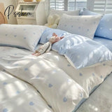 Pisoshare Ins Korean Style Four Pieces Red Cherry Quilt Cover Girls Women Autumn Winter Single Twin