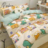 Pisoshare Ins Korean Style Four Pieces Red Cherry Quilt Cover Girls Women Autumn Winter Single Twin