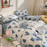 Pisoshare Ins Korean Style Four Pieces Red Cherry Quilt Cover Girls Women Autumn Winter Single Twin