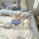 Pisoshare Ins Korean Style Pink Rose Bedding Set Twin Full Queen King Size Bed Linen Girls Floral