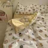 Pisoshare Ins Korean Style Pink Rose Bedding Set Twin Full Queen King Size Bed Linen Girls Floral