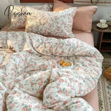 Pisoshare Ins Korean Style Pink Rose Bedding Set Twin Full Queen King Size Bed Linen Girls Floral