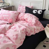 Pisoshare Ins Korean Style Pink Rose Bedding Set Twin Full Queen King Size Bed Linen Girls Floral