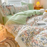 Pisoshare Ins New Girl Princess Style Bedding Set Kawaii Ruffle Bed Skirt Lace Bed Sheets And Pillowcases Full Queen King Size Duvet Cover