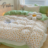 Pisoshare Ins New Girl Princess Style Bedding Set Kawaii Ruffle Bed Skirt Lace Sheets And