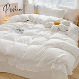 Pisoshare Ins New Girl Princess Style Bedding Set Kawaii Ruffle Bed Skirt Lace Sheets And