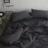 Pisoshare Ins Nordic Style Simple Mix Striped Four-Piece Quilt Set Washed Cotton Bed 6 / 1.2