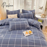 Pisoshare Ins Orange Checkerboard Duvet Cover Bed Sheet Pillowcases Twin Full Double Size Floral