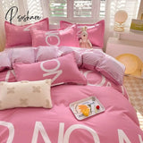 Pisoshare Ins Orange Checkerboard Duvet Cover Bed Sheet Pillowcases Twin Full Double Size Floral
