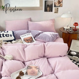 Pisoshare Ins Orange Checkerboard Duvet Cover Bed Sheet Pillowcases Twin Full Double Size Floral