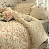 Pisoshare Ins Pastoral Style Yellow Small Flowers Bedding Set Twin Queen Size Duvet Cover Flat