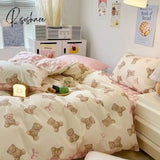 Pisoshare Ins Pastoral Style Yellow Small Flowers Bedding Set Twin Queen Size Duvet Cover Flat