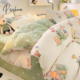 Pisoshare Ins Pastoral Style Yellow Small Flowers Bedding Set Twin Queen Size Duvet Cover Flat