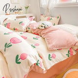 Pisoshare Ins Pastoral Style Yellow Small Flowers Bedding Set Twin Queen Size Duvet Cover Flat