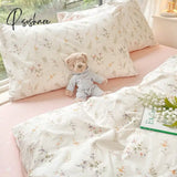 Pisoshare Ins Pink Flowers Bedding Set Flat Bed Sheet Duvet Cover Twin Full Queen Nordic Linen Boy