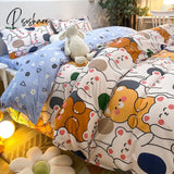 Pisoshare Ins Pink Flowers Bedding Set Flat Bed Sheet Duvet Cover Twin Full Queen Nordic Linen Boy