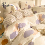 Pisoshare Ins Pink Flowers Bedding Set Flat Bed Sheet Duvet Cover Twin Full Queen Nordic Linen Boy