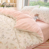 Pisoshare Ins Pink Flowers Bedding Set Flat Bed Sheet Duvet Cover Twin Full Queen Nordic Linen Boys