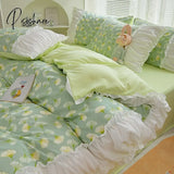 Pisoshare Ins Princess Style Flower Bedding Set Duvet Cover With Ruffle Lace Bed Sheet Pillowcases