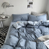 Pisoshare Ins Simple Solid Color Bedding Set Luxury Duvet Cover Double Pillowcase Woman Adult Beds