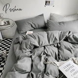 Pisoshare Ins Simple Solid Color Bedding Set Luxury Duvet Cover Double Pillowcase Woman Adult Beds