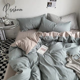 Pisoshare Ins Simple Solid Color Bedding Set Luxury Duvet Cover Double Pillowcase Woman Adult Beds