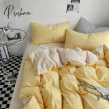 Pisoshare Ins Simple Solid Color Bedding Set Luxury Duvet Cover Double Pillowcase Woman Adult Beds