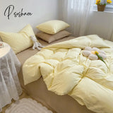 Pisoshare Ins Solid Color Washed Cotton Bedding Sets Full Queen Size Simple Student Dormitory Quilt