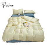 Pisoshare Ins Solid Color Washed Cotton Bedding Sets Full Queen Size Simple Student Dormitory Quilt