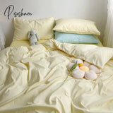 Pisoshare Ins Solid Color Washed Cotton Bedding Sets Full Queen Size Simple Student Dormitory Quilt